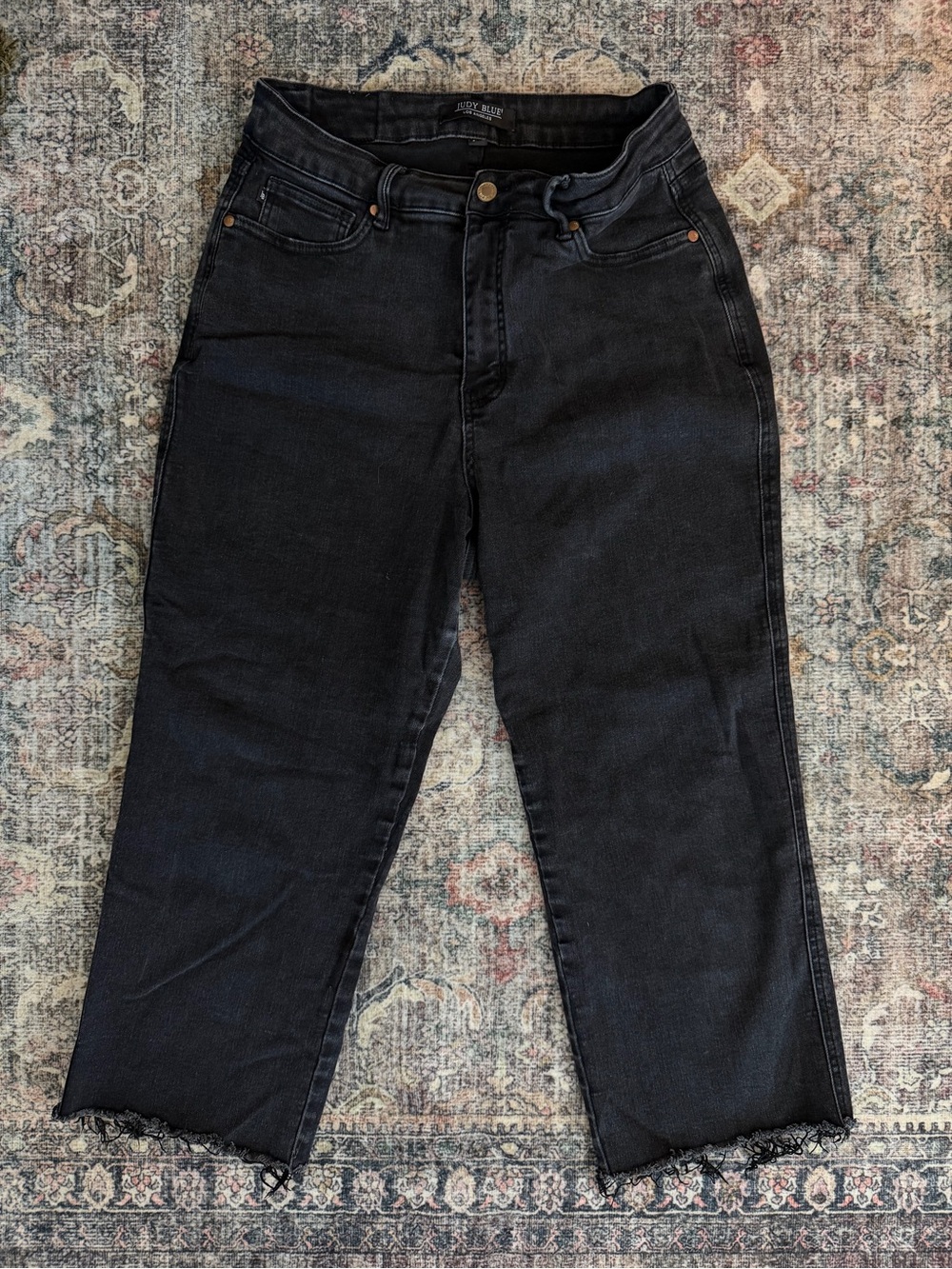 Curvy Black Frayed Ankle Straight Jeans